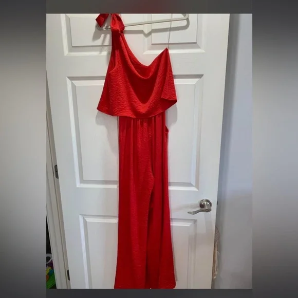 Tyche Red One-Shoulder Jumpsuit - Picture 5 of 5